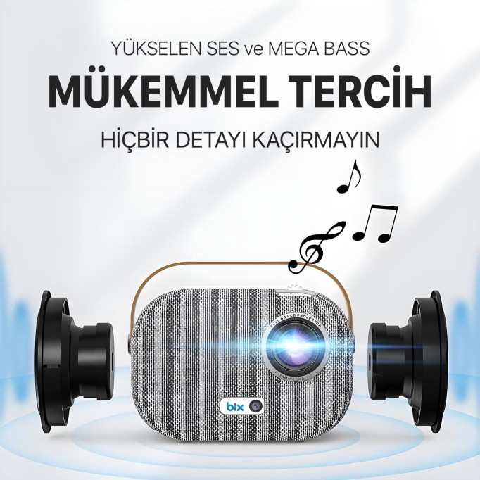 Bix Vega II Android Projeksiyon Cihazı Full HD 1920x1080 4K Desteği 200 ANSI Lümen Wifi Bluetooth Akıllı Projektör