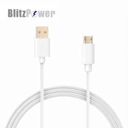 Beyaz BlitzPower Android İçin Micro USB Şarj Kablosu Beyaz