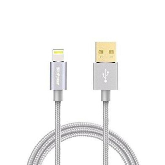BlitzPower Örgülü iPhone Lightning Şarj Kablosu Gri 2 Metre