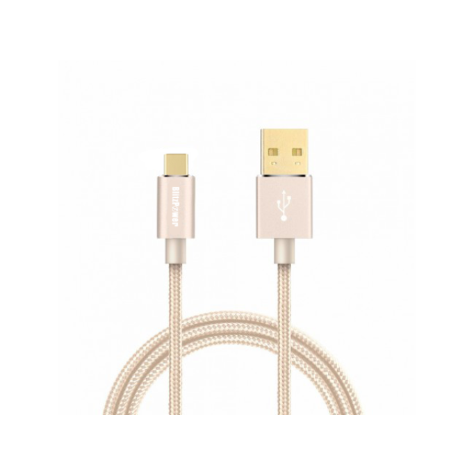 BlitzPower Örgülü USB Type-C Şarj Kablosu Gold