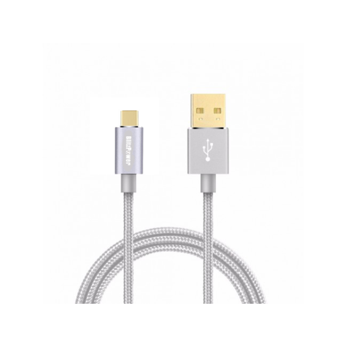 BlitzPower Örgülü USB Type-C Şarj Kablosu Silver