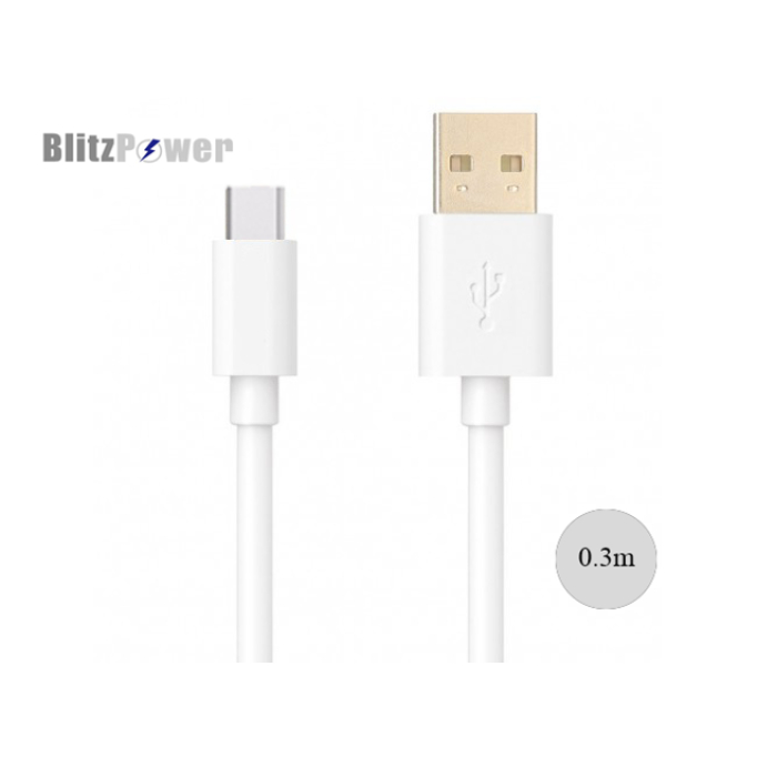 BlitzPower USB Type-C Kısa Şarj Kablosu Beyaz