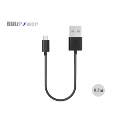 BlitzPower USB Type-C Kısa Şarj Kablosu Siyah