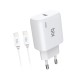 BXUC30TA 30W Type-C PD 3.0 Hızlı Şarj Adaptörü ve 1 Metre 3A Type-C Şarj Kablosu Beyaz satın al