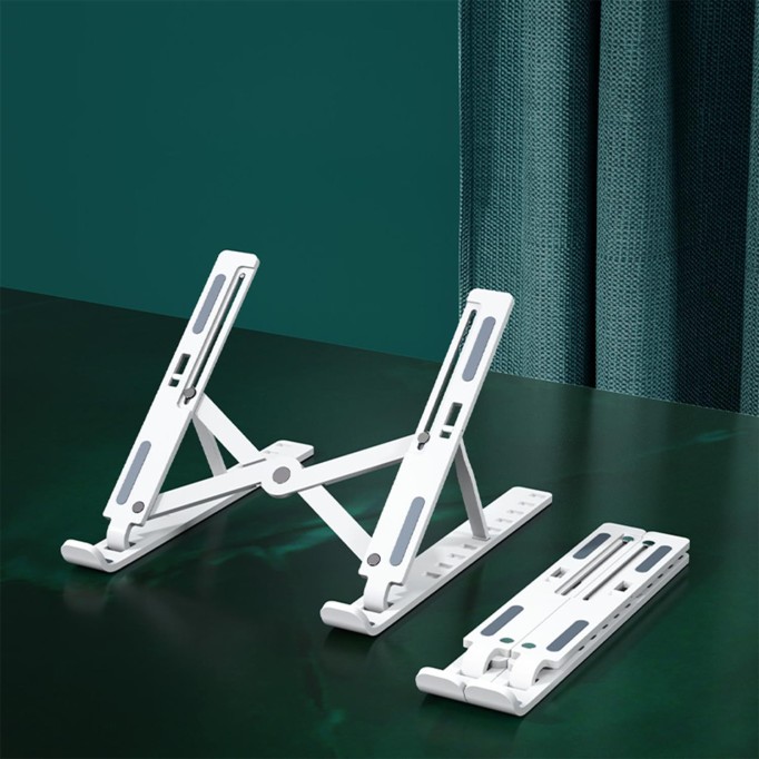 DM AD039 10 Kademeli Katlanabilir Taşınabilir Macbook Notebook Laptop Standı Beyaz