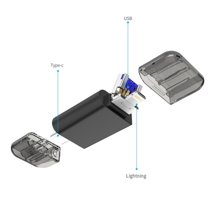 DM APD005 3 in 1 USB Type-C iPhone Flash Bellek 256GB