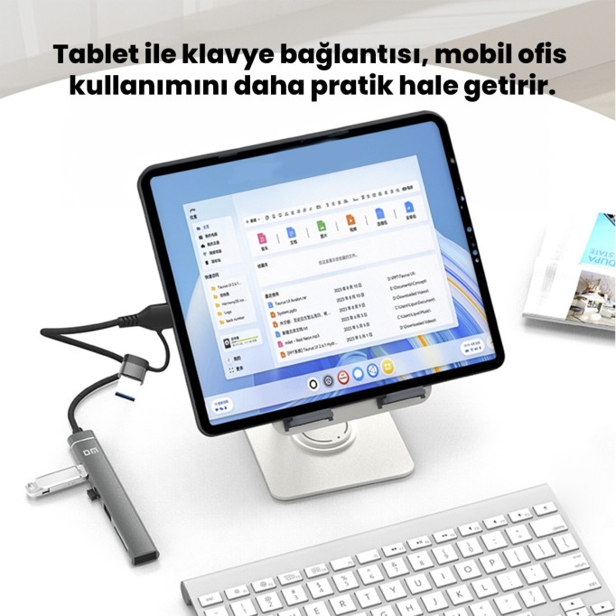 DM CHB025 USB-A ve Type-C Girişli 2*Type-C 1*USB-A SD Micro SD TF Kart Okuyucu Çoklayıcı Dönüştürücü