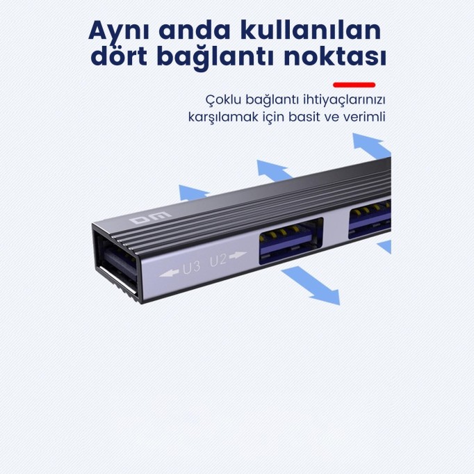 DM CHB057 USB Type-C to 4 Portlu 3*USB 2.0 1*USB 3.0 Hub Çoklayıcı 15 CM