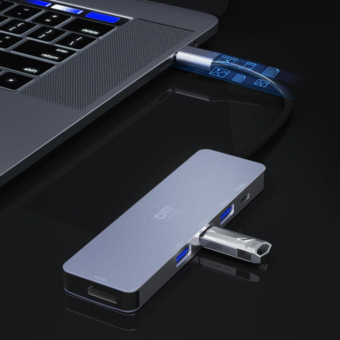 DM CHB058 Type-C to 4K HDMI 3*USB 3.0 PD Hub Dönüştürücü