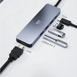 DM CHB058 Type-C to 4K HDMI 3*USB 3.0 PD Hub Dönüştürücü DM CHB058 Type-C to 4K HDMI 3*USB 3.0 PD Hub Dönüştürücü