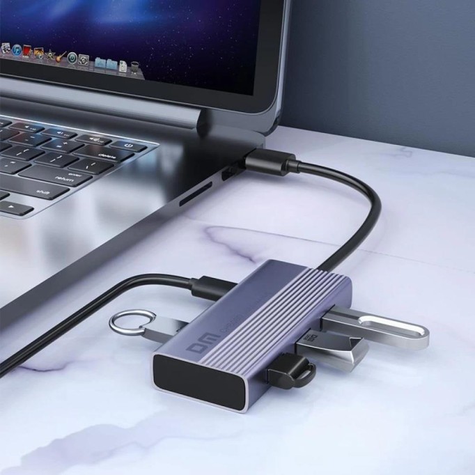 DM CHB060 PD Güç Destekli USB 3.0 4 Portlu USB-A Hub Çoklayıcı Adaptör