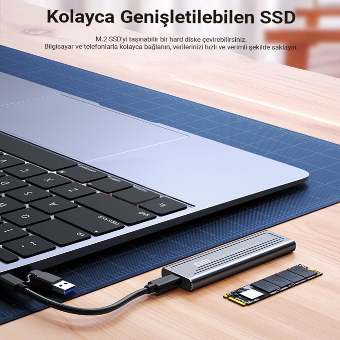 DM HD1500 10Gbps Type-C 3.2 Gen 2 M / B&M Key M.2 NVMe SSD Kutusu