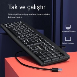 DM K10 Siyah Kablolu İngilizce Q Klavye DM K10 Siyah Kablolu İngilizce Q Klavye