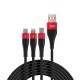 DM SL004 iPhone Lightning Type-C Micro USB 2.4A Şarj ve Data Kablosu 120CM