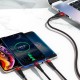 DM SL004 iPhone Lightning Type-C Micro USB 2.4A Şarj ve Data Kablosu 120CM