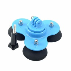 Mavi GoPro Uyumlu 3 Ayaklı Vantuz Vakumlu Bağlantı Aparatı Mavi