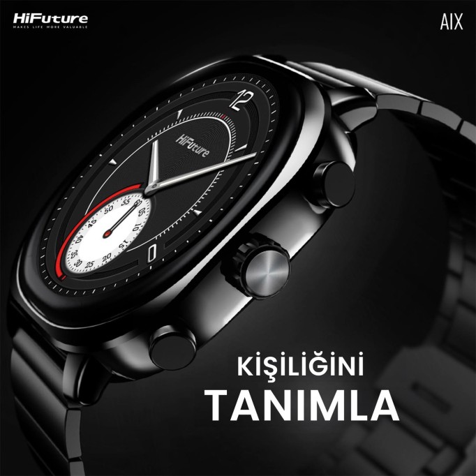 HiFuture AIX Akıllı Saat Nabız ve Kan Oksijen Takipli Spor Modlu IP68 Su Geçirmez Siyah