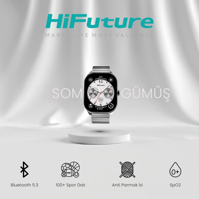 HiFuture APEX Akıllı Saat 2.04 İnç AMOLED Ekran Bluetooth 5.3 Arama Özellikli Spor Takipli Siyah