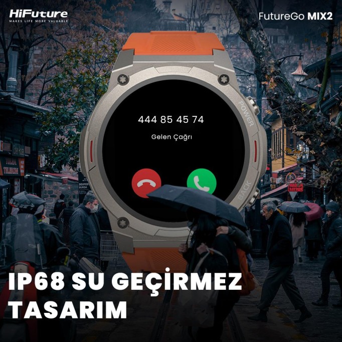 HiFuture FutureGo Mix2 36mm Amoled Ekran Sesli Arama Özellikli Akıllı Saat Siyah