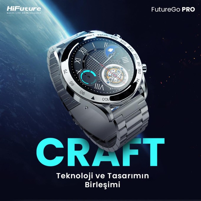 HiFuture FutureGo Pro 34mm IP68 Suya Dayanıklı Akıllı Saat Gri