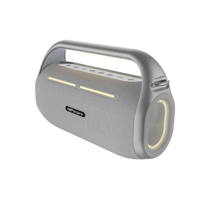 HiFuture MusicBox 100 Kablosuz Karaoke Hoparlör 70W Çift Mikrofon Bluetooth 5.0 Gümüş