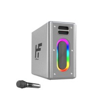 HiFuture MusicBox 2 Mikrofonlu TWS Karaoke Kablosuz 100W Hoparlör RGB Aydınlatmalı Gümüş