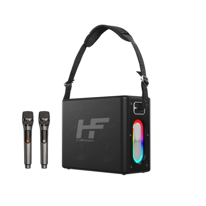 HiFuture MusicBox 2 Mikrofonlu TWS Karaoke Kablosuz 100W Hoparlör RGB Aydınlatmalı Siyah
