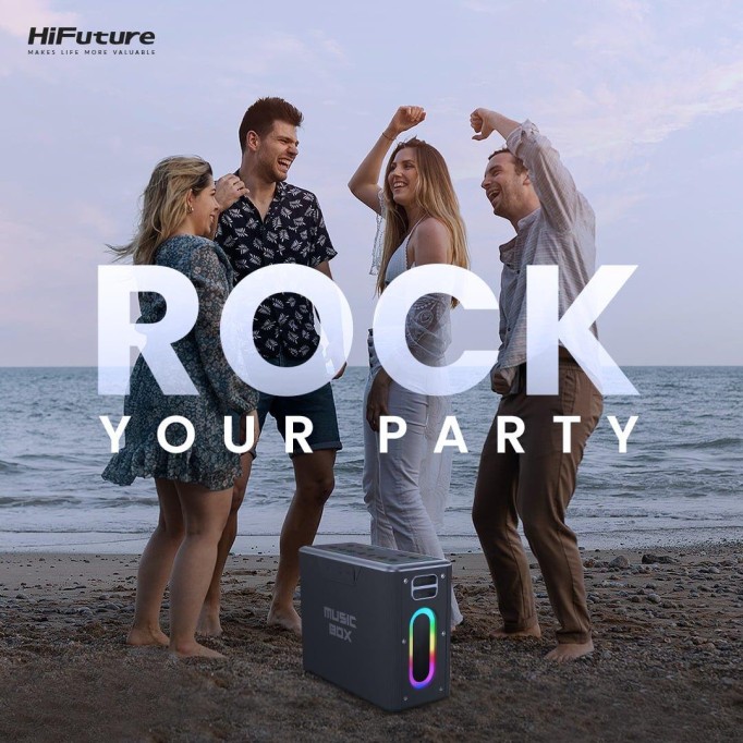 HiFuture MusicBox 2 Mikrofonlu TWS Karaoke Kablosuz 100W Hoparlör RGB Aydınlatmalı Siyah