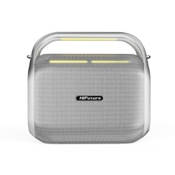 Gümüş HiFuture MusicBox 200 Kablosuz Karaoke Hoparlör 100W Çift Mikrofon Bluetooth 5.0 Gümüş
