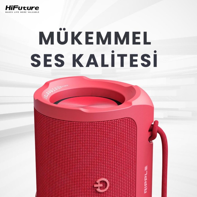 HiFuture Ripple BT 5.3 30W IPX7 Taşınabilir Stereo Bluetooth Hoparlör Kırmızı