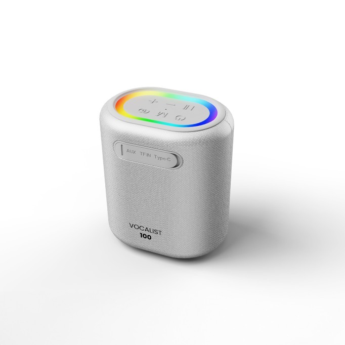 HiFuture Vocalist 100 Kablosuz Bluetooth 25W RGB Mikrofonlu TWS Taşınabilir Karaoke Sistemi Hoparlör Gümüş