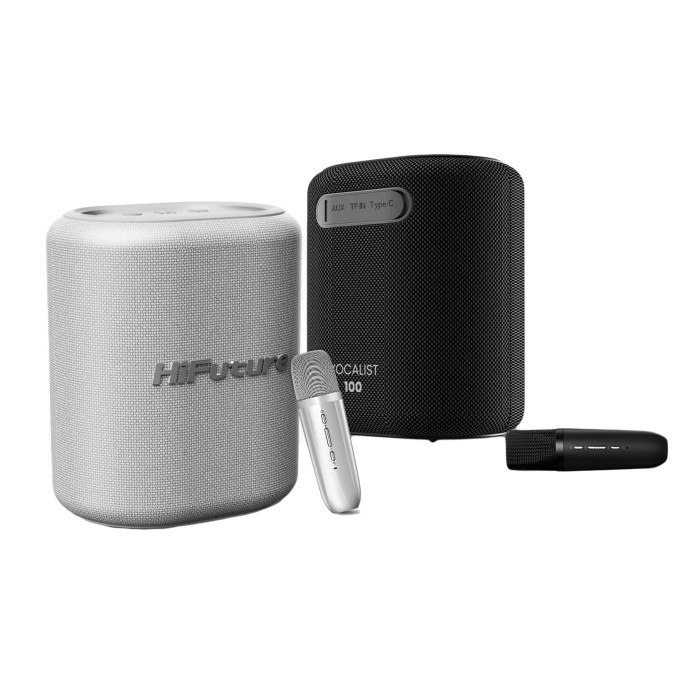 HiFuture Vocalist 100 Kablosuz Bluetooth 25W RGB Mikrofonlu TWS Taşınabilir Karaoke Sistemi Hoparlör Gümüş