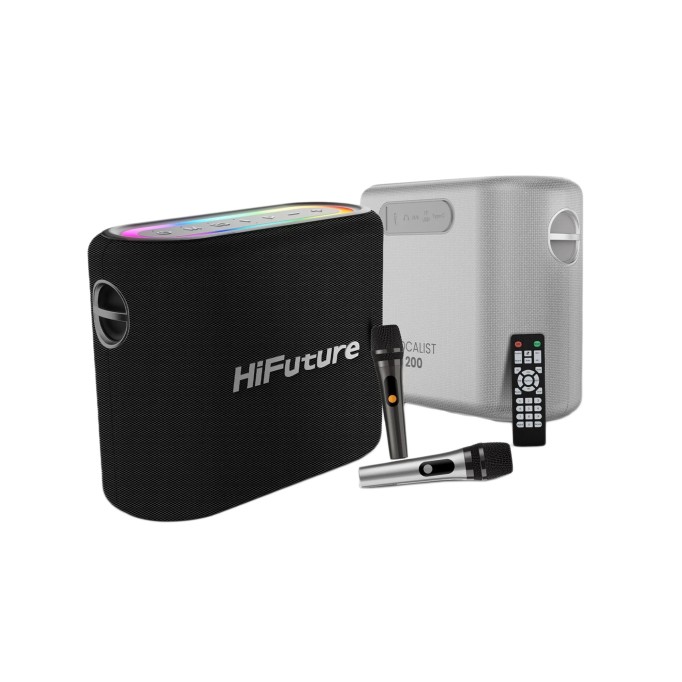 HiFuture Vocalist 200 Bluetooth 100W RGB Aydınlatmalı Taşınabilir Karaoke Sistemi Hoparlör Mikrofonlu Kablosuz Siyah