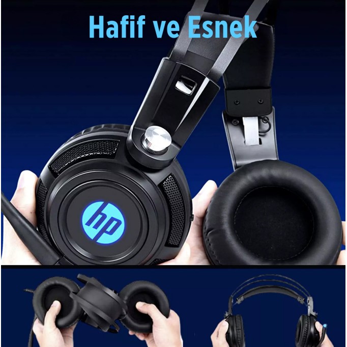 HP H200 Işıklı Mikrofonlu Kulak Üstü Gaming Kulaklık