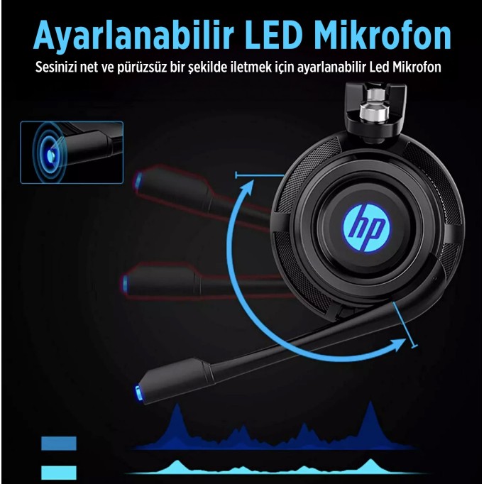 HP H200 Işıklı Mikrofonlu Kulak Üstü Gaming Kulaklık