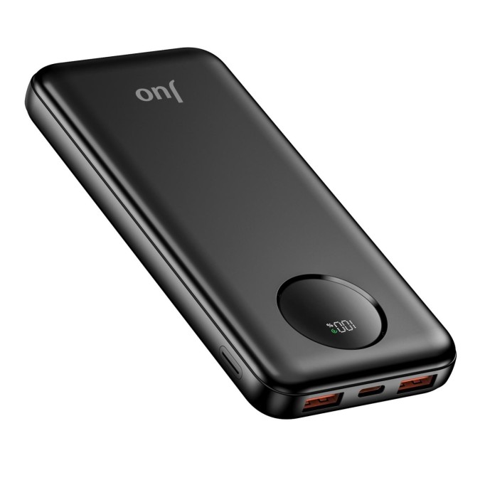 Juo 10000 mAh 22.5W Dijital Led Ekranlı Taşınabilir Hızlı Şarj Cihazı Powerbank Siyah