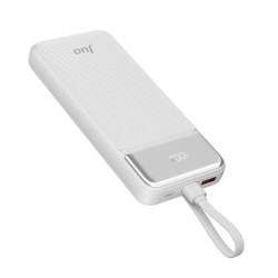 Juo 10000 mAh 22.5W Led Ekranlı Lightning ve Type-C Kablolu Powerbank Taşınabilir Hızlı Şarj Cihazı Beyaz