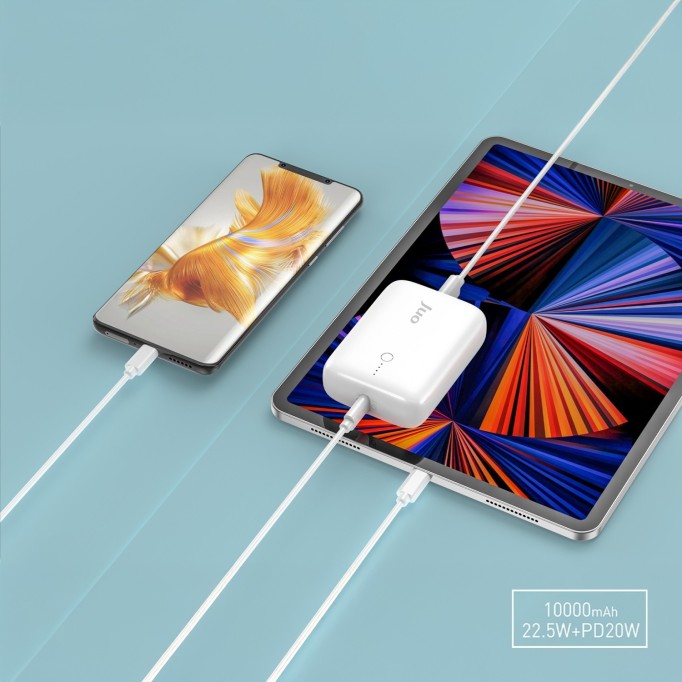 Juo 10000 mAh 22.5W USB-A + USB-C Powerbank Taşınabilir Hızlı Şarj Cihazı Beyaz