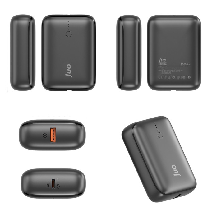 Juo 10000 mAh 22.5W USB-A + USB-C Powerbank Taşınabilir Hızlı Şarj Cihazı Siyah