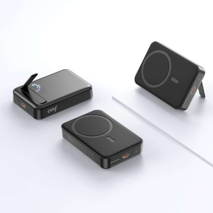 Juo 10000 mAh MagSafe Powerbank Standlı PD20W Taşınabilir Kablosuz Hızlı Şarj Cihazı Siyah