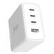 Juo 100W 4 Portlu USB-C + USB-A GaN Şarj Aleti iPhone & Macbook & Notebook Uyumlu PD Type-C Hızlı Şarj Cihazı Beyaz