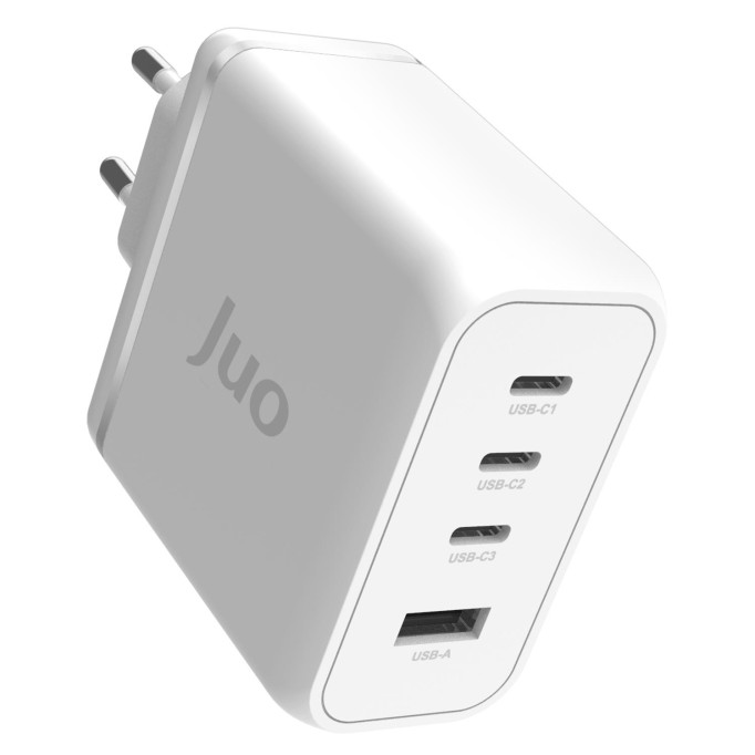 Juo 100W 4 Portlu USB-C + USB-A GaN Şarj Aleti iPhone & Macbook & Notebook Uyumlu PD Type-C Hızlı Şarj Cihazı Beyaz