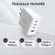 Juo 100W 4 Portlu USB-C + USB-A GaN Şarj Aleti iPhone & Macbook & Notebook Uyumlu PD Type-C Hızlı Şarj Cihazı Beyaz
