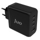 Juo 100W 4 Portlu USB-C + USB-A GaN Şarj Aleti iPhone & Macbook & Notebook Uyumlu PD Type-C Hızlı Şarj Cihazı Siyah