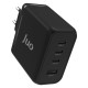 Juo 100W 4 Portlu USB-C + USB-A GaN Şarj Aleti iPhone & Macbook & Notebook Uyumlu PD Type-C Hızlı Şarj Cihazı Siyah