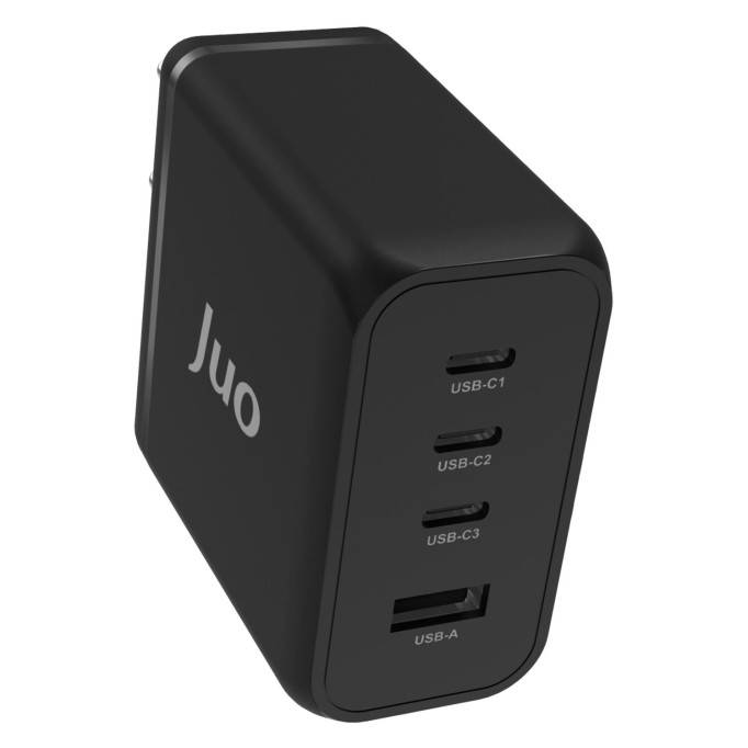 Juo 100W 4 Portlu USB-C + USB-A GaN Şarj Aleti iPhone & Macbook & Notebook Uyumlu PD Type-C Hızlı Şarj Cihazı Siyah