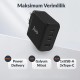 Juo 100W 4 Portlu USB-C + USB-A GaN Şarj Aleti iPhone & Macbook & Notebook Uyumlu PD Type-C Hızlı Şarj Cihazı Siyah