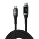 Juo 100W 5A QC4.0 Dijital Led Ekranlı E-Mark Çipli USB PD Type-C Hızlı Şarj ve Data Kablosu 1 Metre
