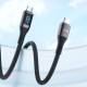 Juo 100W 5A QC4.0 Dijital Led Ekranlı E-Mark Çipli USB PD Type-C Hızlı Şarj ve Data Kablosu 1 Metre