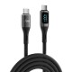 Juo 100W 5A QC4.0 Dijital Led Ekranlı E-Mark Çipli USB PD Type-C Hızlı Şarj ve Data Kablosu 1 Metre